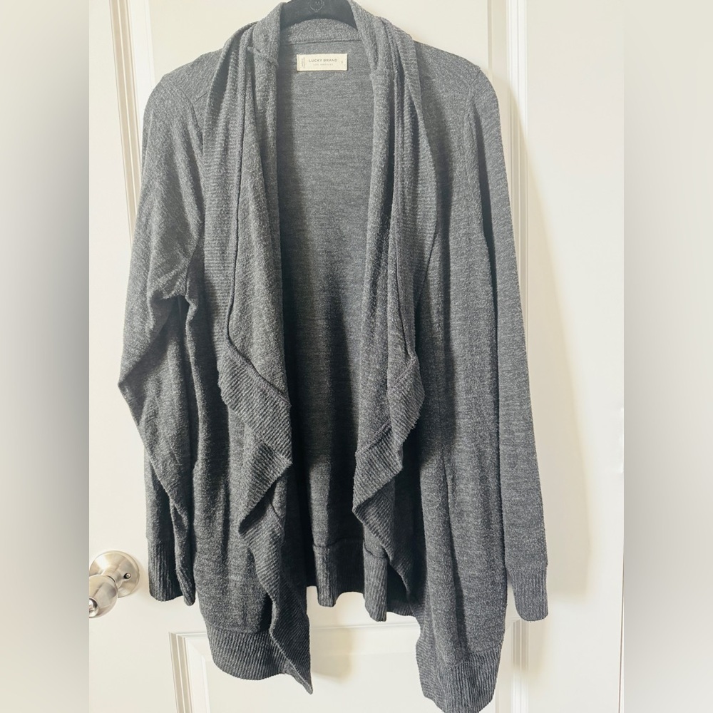 lucky Brand Open Front Size Small Gray Women's Sweater